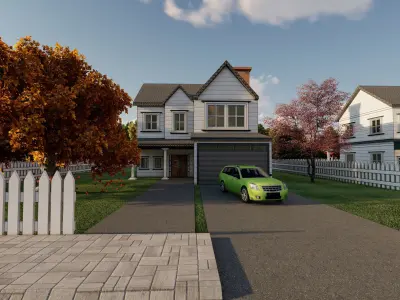 3D Villa 6 Model car is parked 3D model