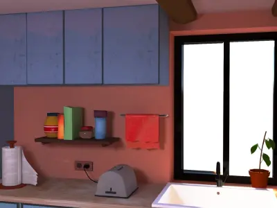 kitchen in computer game 3D model