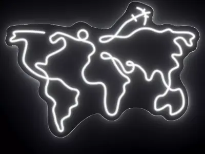 World Map Neon Sign 3D model purchase