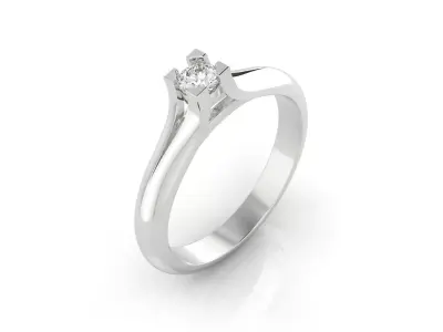 D-1587 diamond solitaire engagement ring 3D print model