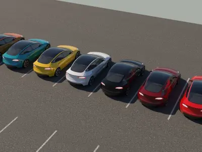 R3DP Low-Poly PBR American Cars - Tesla Model 3 EV Low-poly 3D model