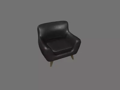 Black Leather Armchair  Low-poly 3D model