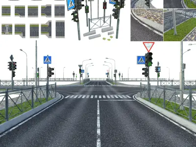 Sections of road 3D model