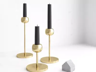 Candle Holder West Elm Modern Brass 3D model