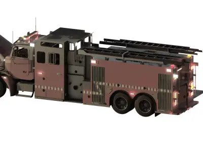 DETAILED FIRETRUCK WITH EQUIPMENT 3D model