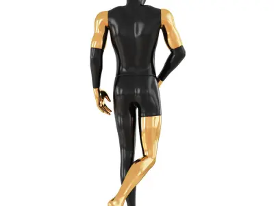Black Male Mannequin With Gold Face 58 3D model