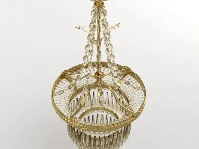 Delicate Bronze And Crystal Chandelier 3D model