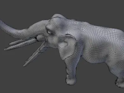 stegotetrabelodon elephant with two tusks 3D model