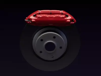 4 piston disc brakes Low-poly 3D model