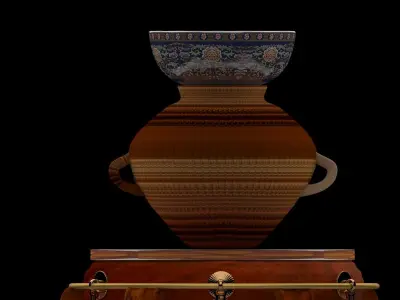 Chinese display stand with bowel and pot 3D model