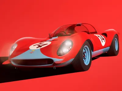 Ferrari Dino  Low Poly Game Ready 3D Model PBR Full Interior Low-poly 3D model