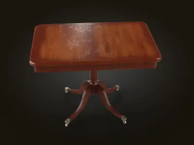 Rectangle wooden coffee table in vintage style Low-poly 3D model