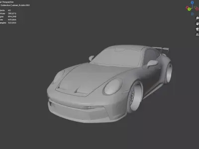 Porsche 911 GT3 992 High Quality Realistic Sports Car PBR 3D model