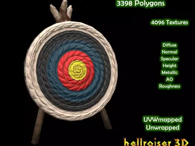 Archery Target - PBR - Textured Low-poly 3D model