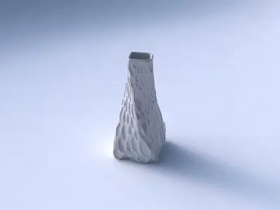 Vase twisted squeezed quadratic with crystal dents 3D print model