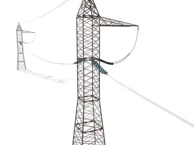 Electricity Pole 17 Weathered Low-poly 3D model