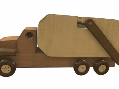 Wooden car toy truck 7 Free 3D model