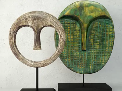 Albesia Wood Mask Decoration 2 3D model