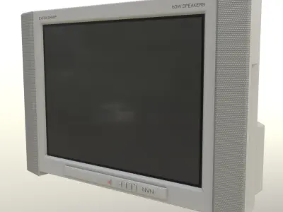 2000s CRT TV and Remote Control - Gray  3D Model Collection