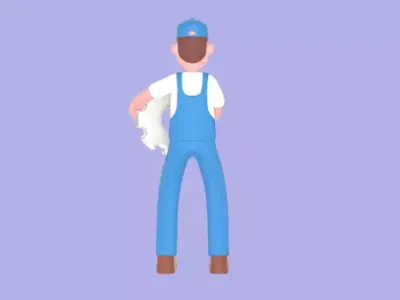 Stylized 3D Male Mechanic Character - Cartoon Tire Service 3D model