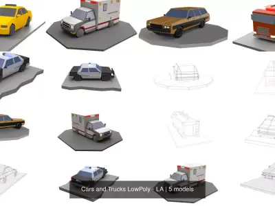 Cars and Trucks LowPoly 3D Model Pack