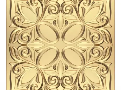 Carved Tile 01 Low-poly 3D model