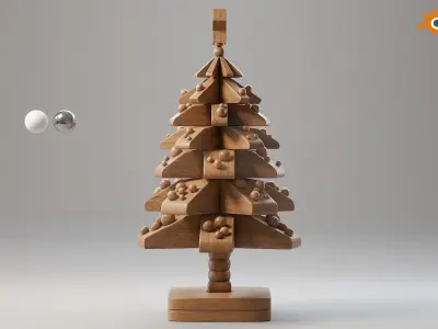 Wooden christmas tree 02 Low-poly 3D model