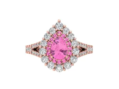 Pear SolitaireArt Deco Ring 3D print model