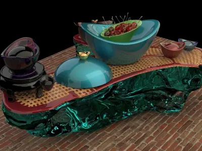  Chinese gold Ingot and cheery   3D model