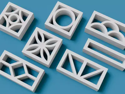 Breeze blocks wall 3D model