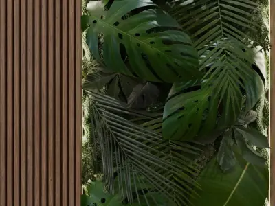 Vertical Leaf Tropical Wall Low-poly 3D model