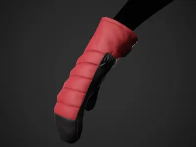 Red And Black Snowboard Gloves  Low-poly 3D model