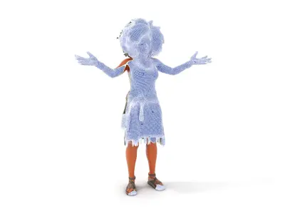 Afrocentric Female Character Rigged and Animated D Model Low-poly 3D model