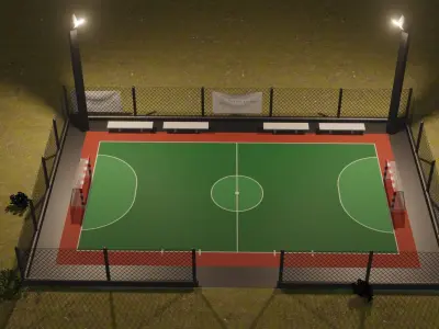 Lowpoly socker ground Low-poly 3D model