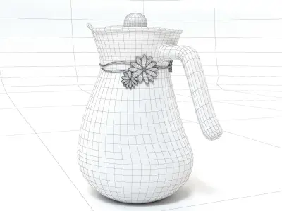 Handmade tea set with carafe 3D model