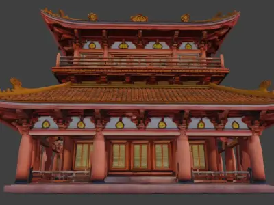 traditional Vietnamese communal house 3D model