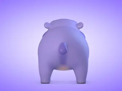 Rhino hippo Low-poly 3D model