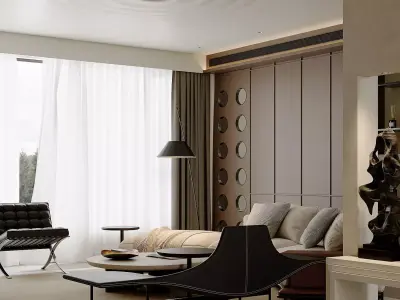 Eclectic medieval living and dining room interior 3D model