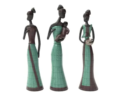 African Figures Sculpture - Blender 3D model