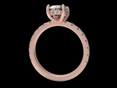 Engagement Ring with Oval and Hidden Halo 3D print model