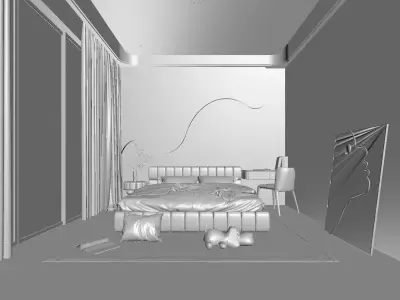 Modern Bedroom 3D Model 3D model