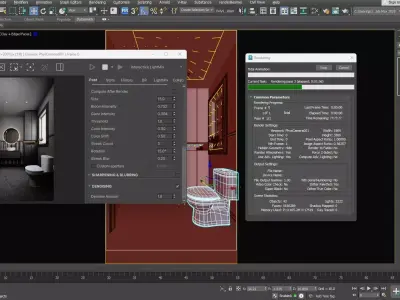 Modern Bathroom 3D Model Realistic Interior with 4 Materials Low-poly 3D model