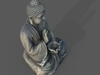 Buddha with ball Low-poly 3D model