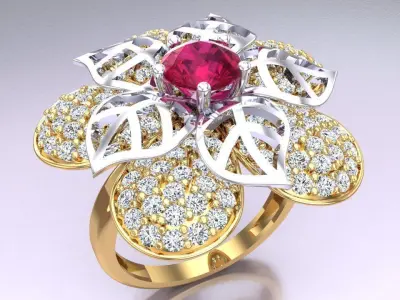  Mesh flower ring - Italian rings - Womens Rings - N6585 3D print model