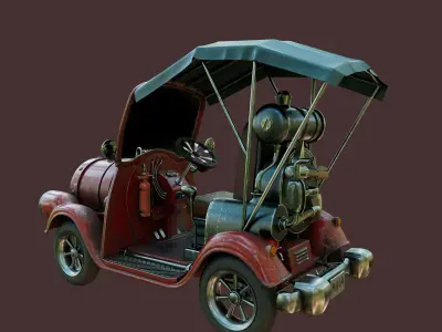 Steam Car Low-poly 3D model