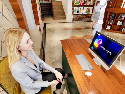 library for children books - book store - Kindergarten Hall Low-poly 3D model