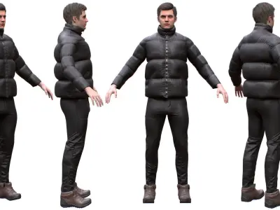 Man Winter Outfit - Modular - Rigged Low-poly 3D model