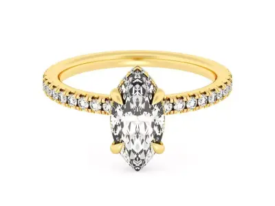 MARQUIS Cut Hidden Halo Engagement Ring 3D print model