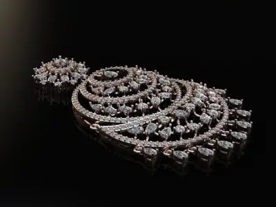 Luxury diamond Earring  3D print model  3D print model