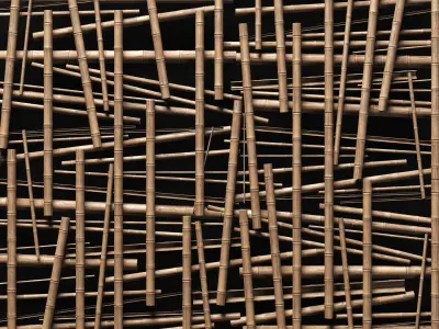 Bamboo ceiling decor tiki bar 3D model